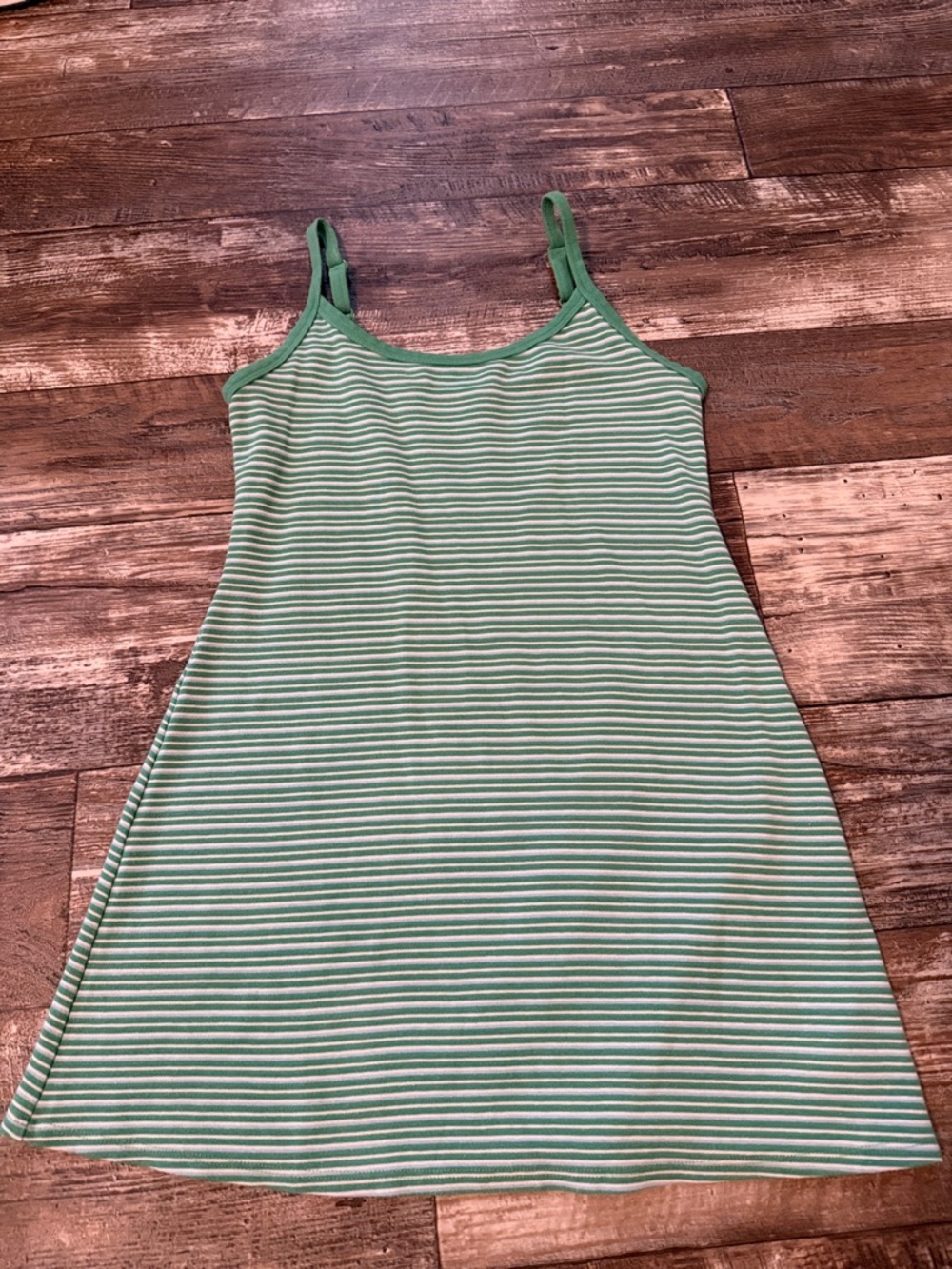 American Eagle Outfitters Green and White Striped Tank Dress